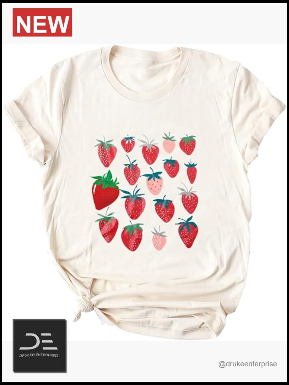 Cute Strawberry Graphic T-Shirt Short Sleeve Crew Neck Casual Tee